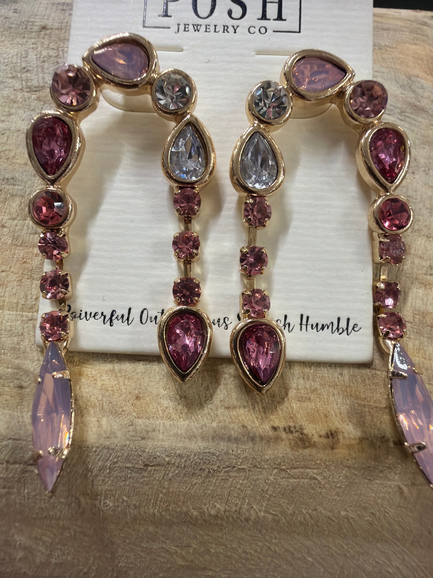 Pink arch earrings