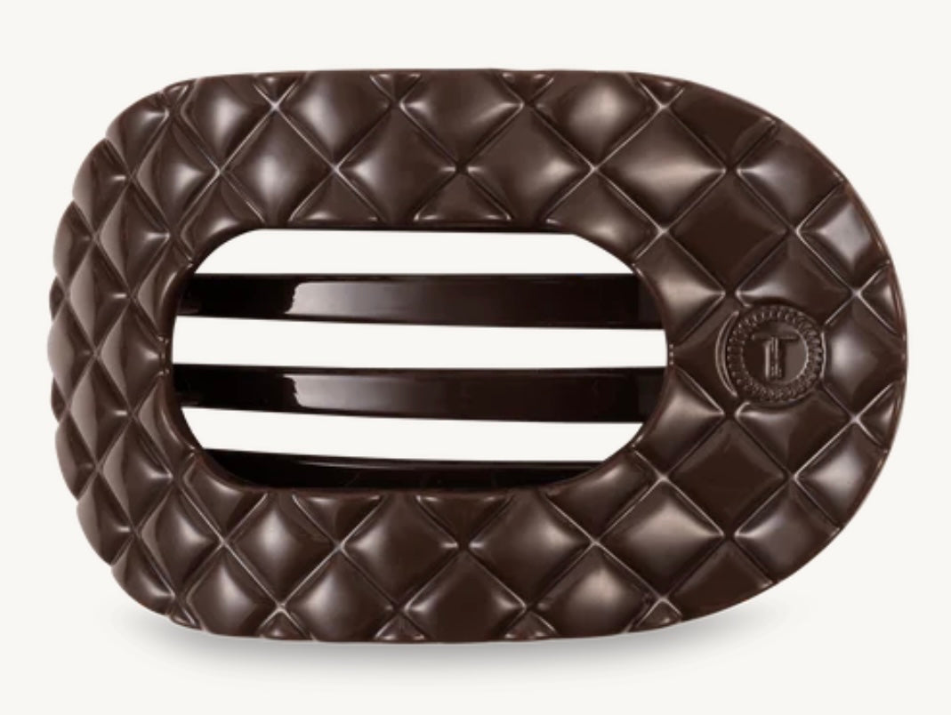 Truly Taupe Quilted small Flat Round Hair Clip