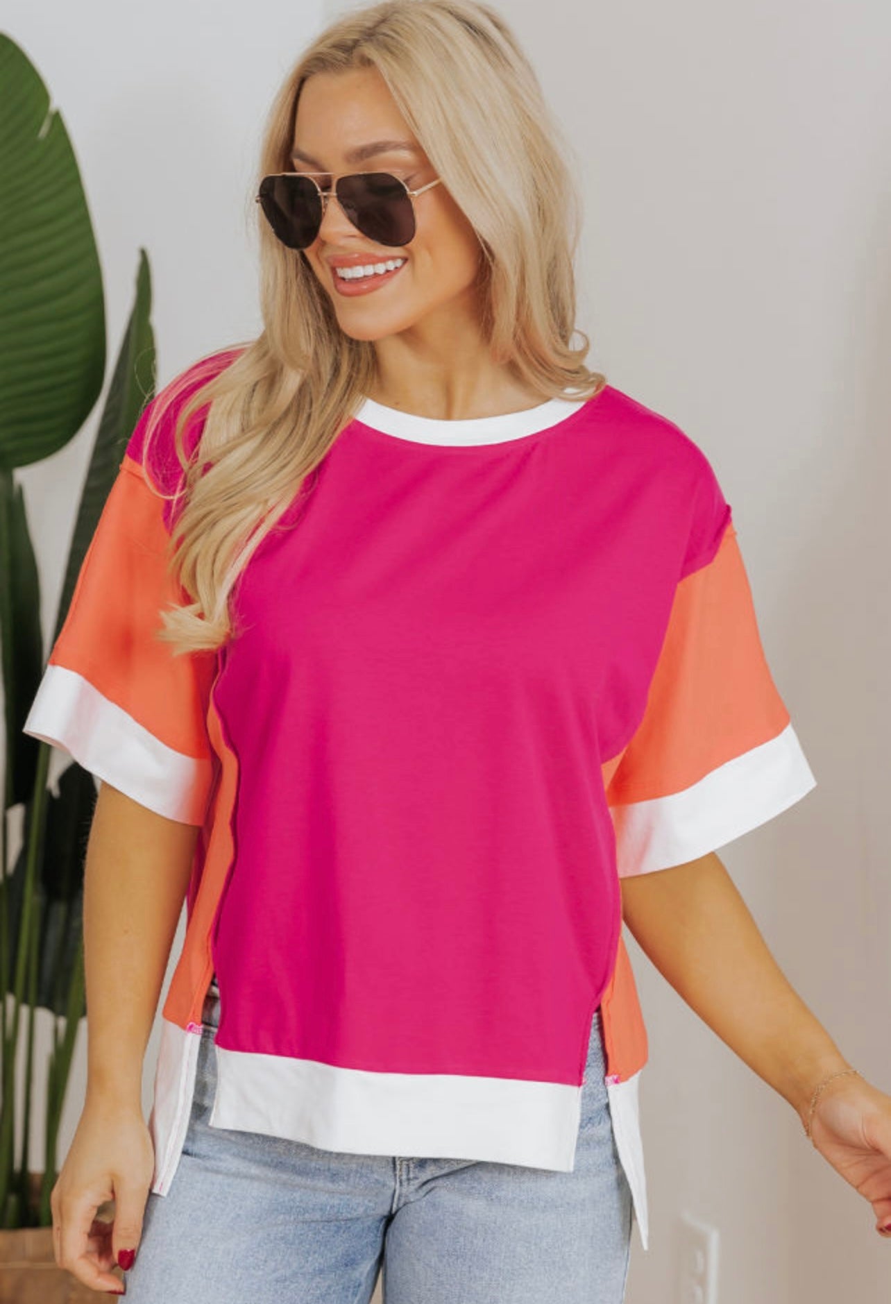 Rachel color block top