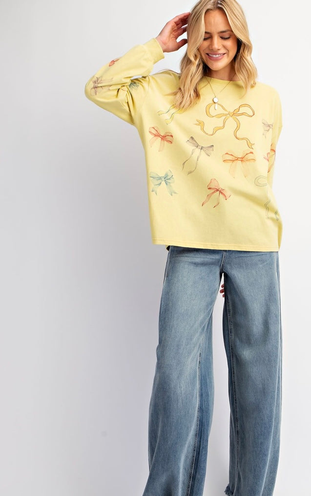 Butter yellow bow top