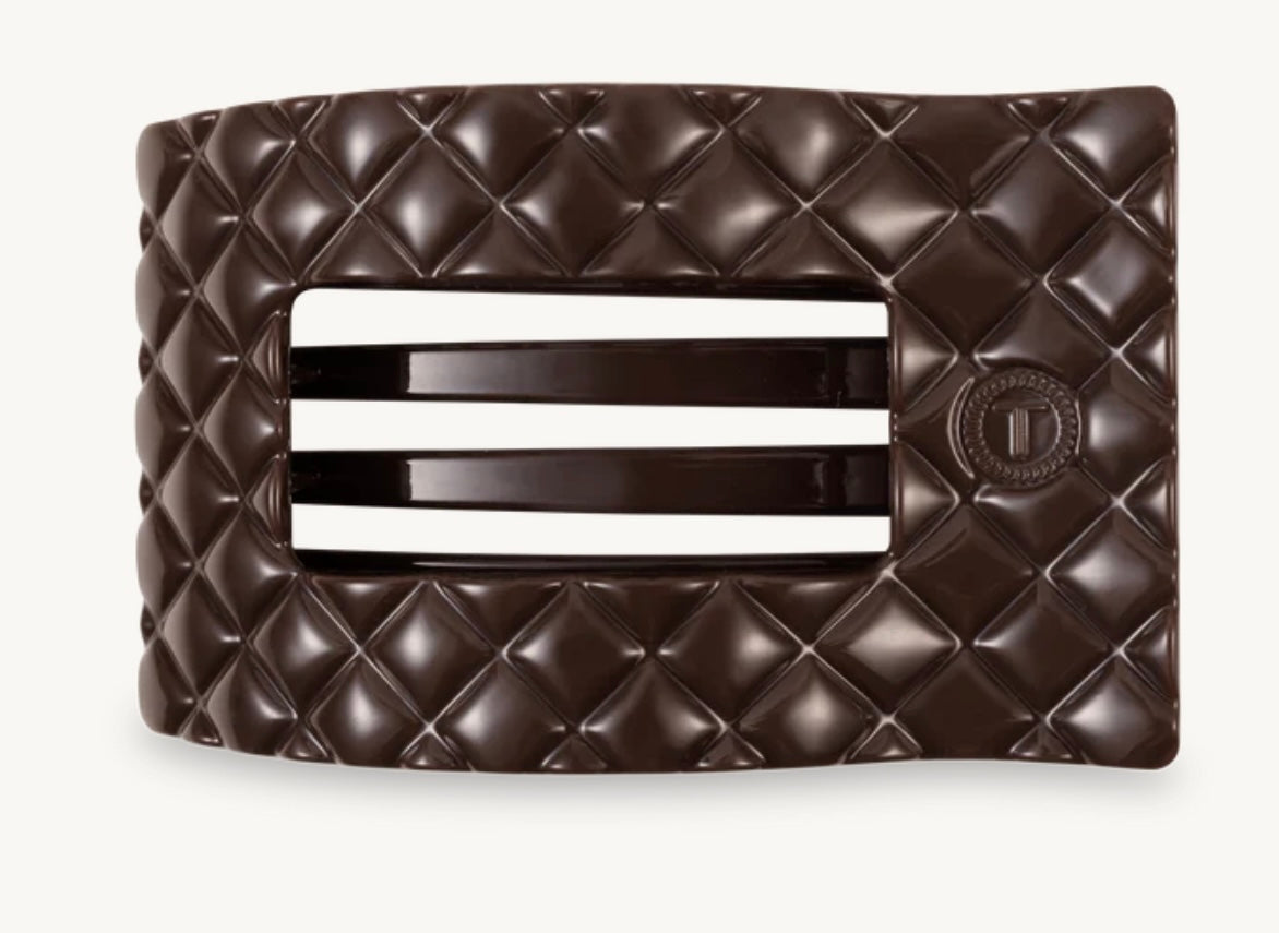 Truly Taupe Quilted Large Flat Rectangle Hair Clip