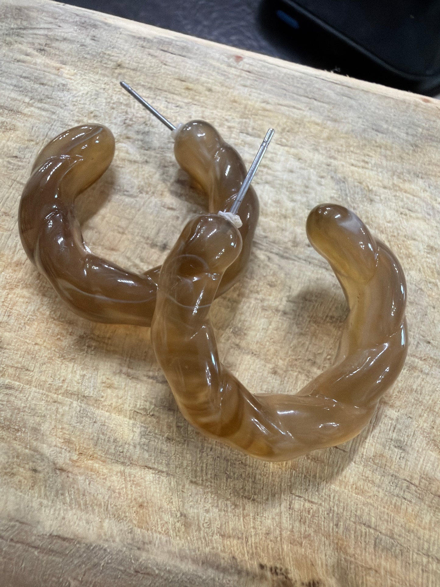 Brown acrylic earrings