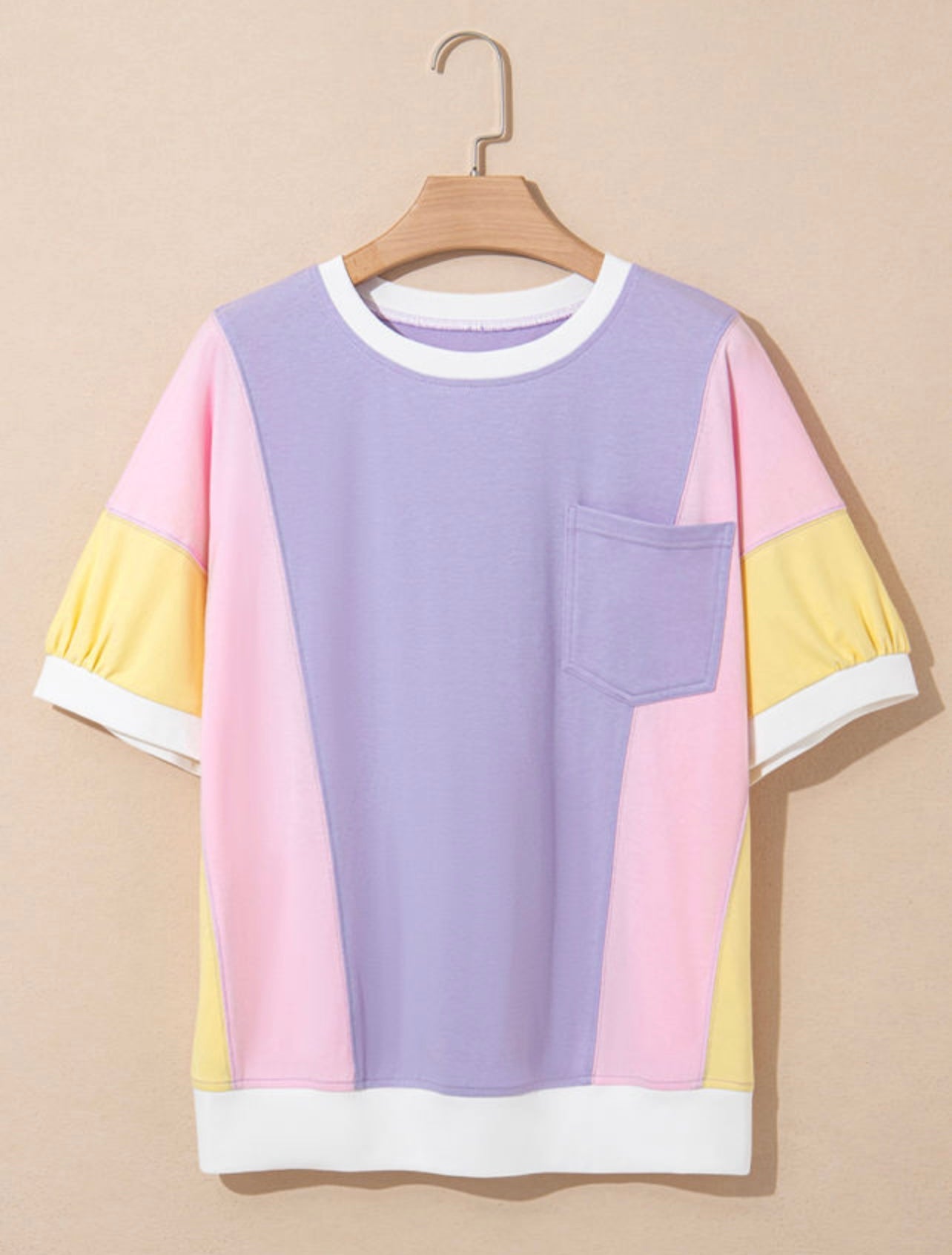 Purple colorblock patchwork top