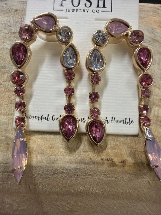 Pink arch earrings