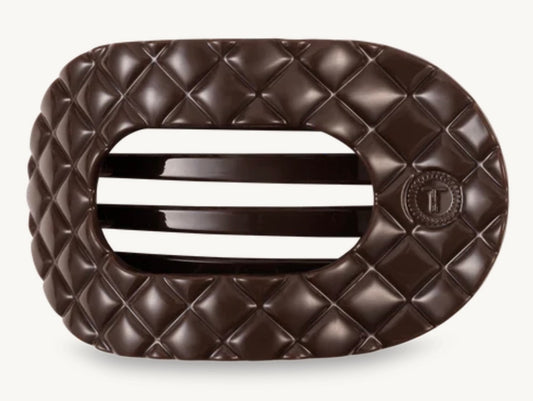 Truly Taupe Quilted small Flat Round Hair Clip