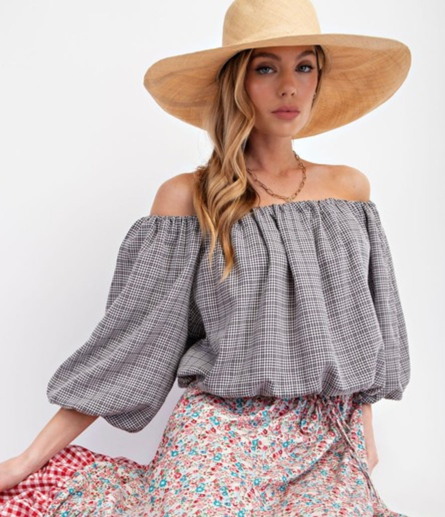 Plaid crop bubble top