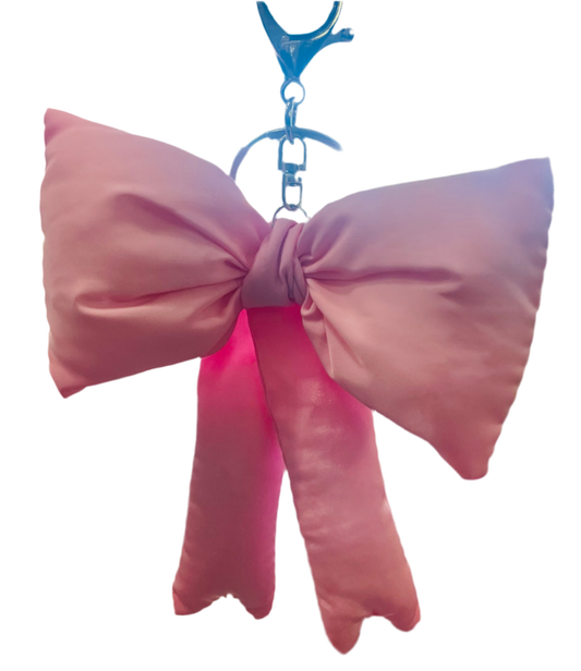 Pink bow keychain charm