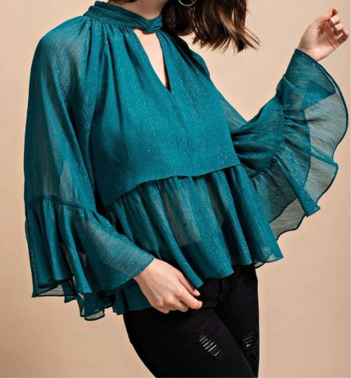 Teal swing dressy top