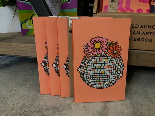 Orange Flower Disco ball Notebook