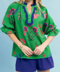 Green linen top
