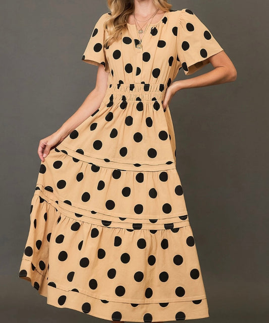 Latte polka dot dress