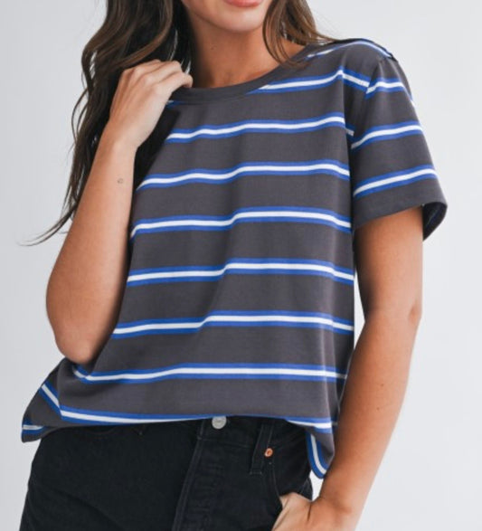 Charcoal stripe top