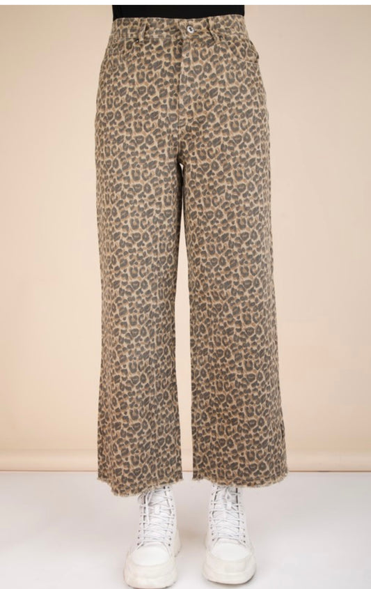 Leopard print straight pant