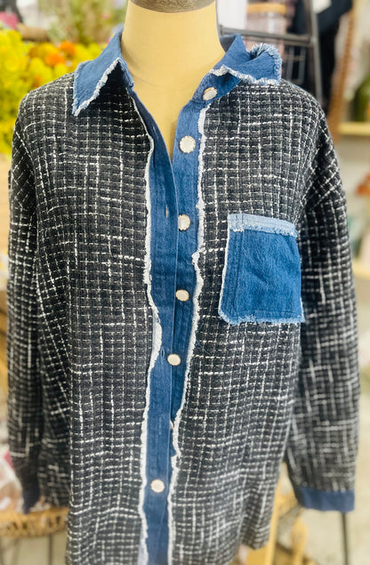 Denim Pearl button down