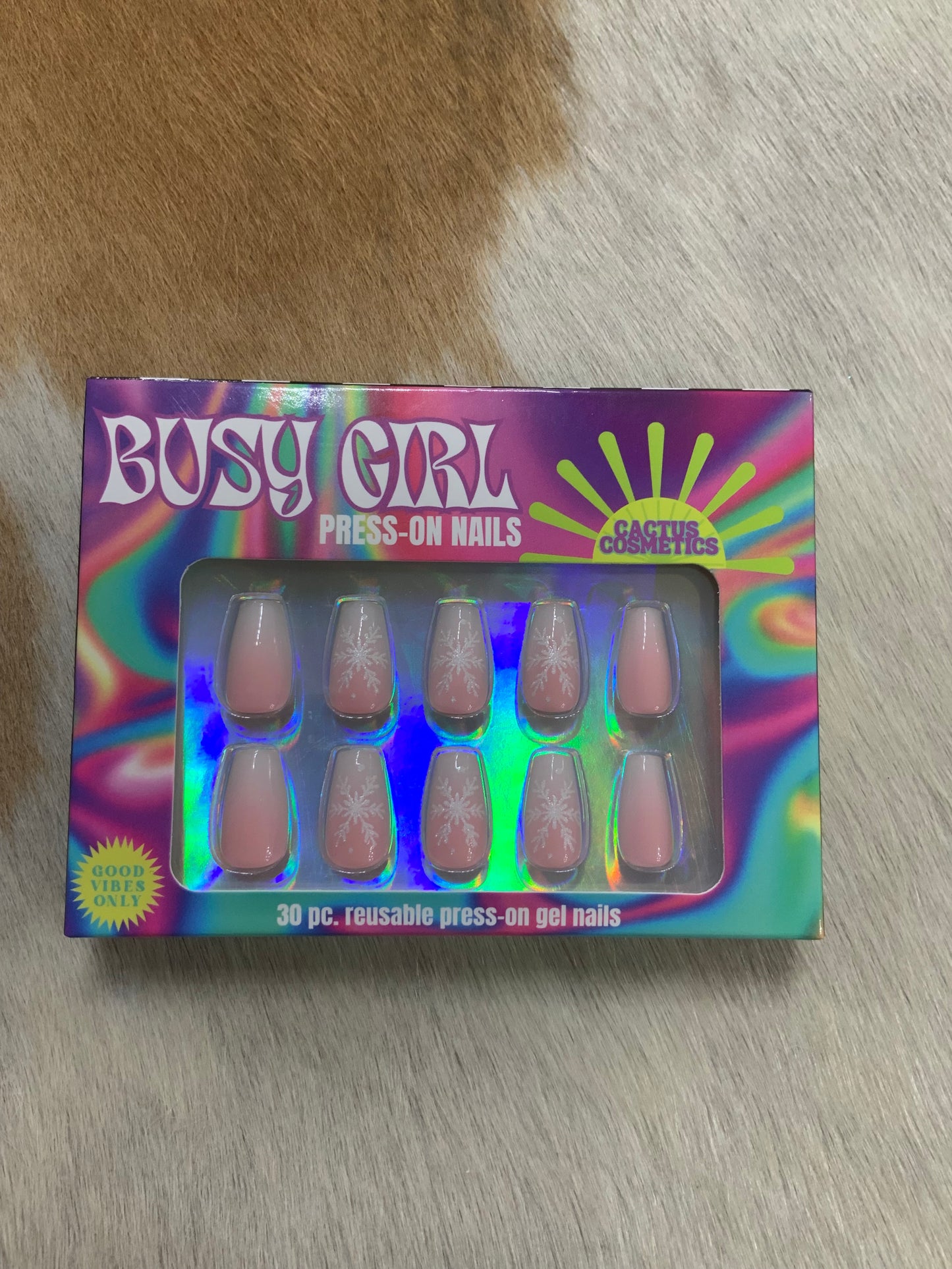 Pink Christmas press on nails