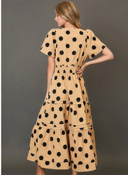 Latte polka dot dress