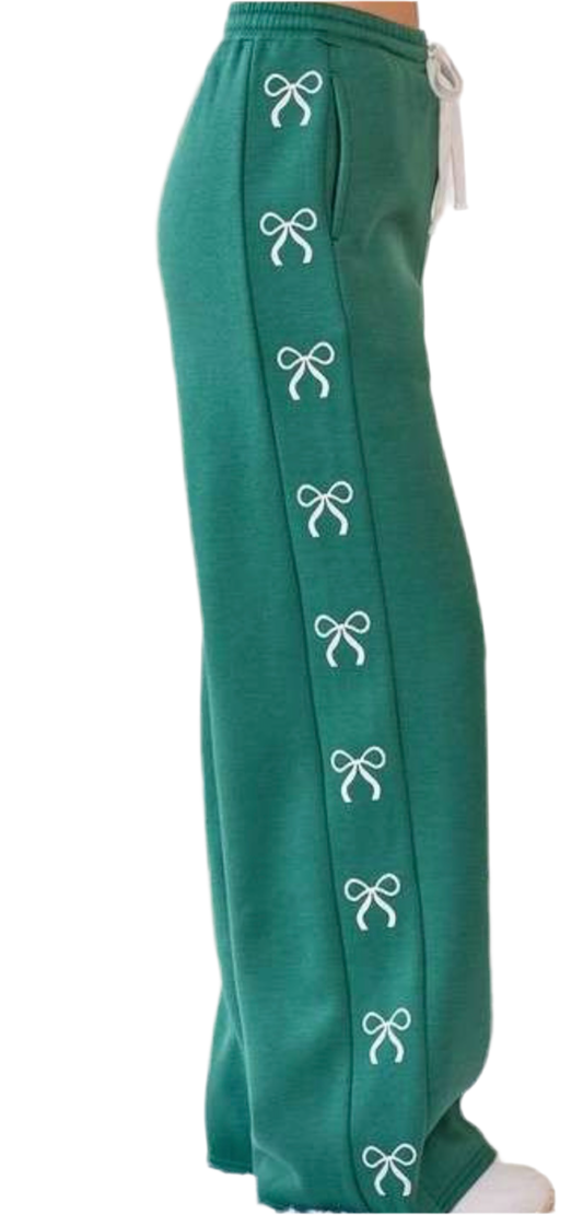 Plus emerald bow sweatpants