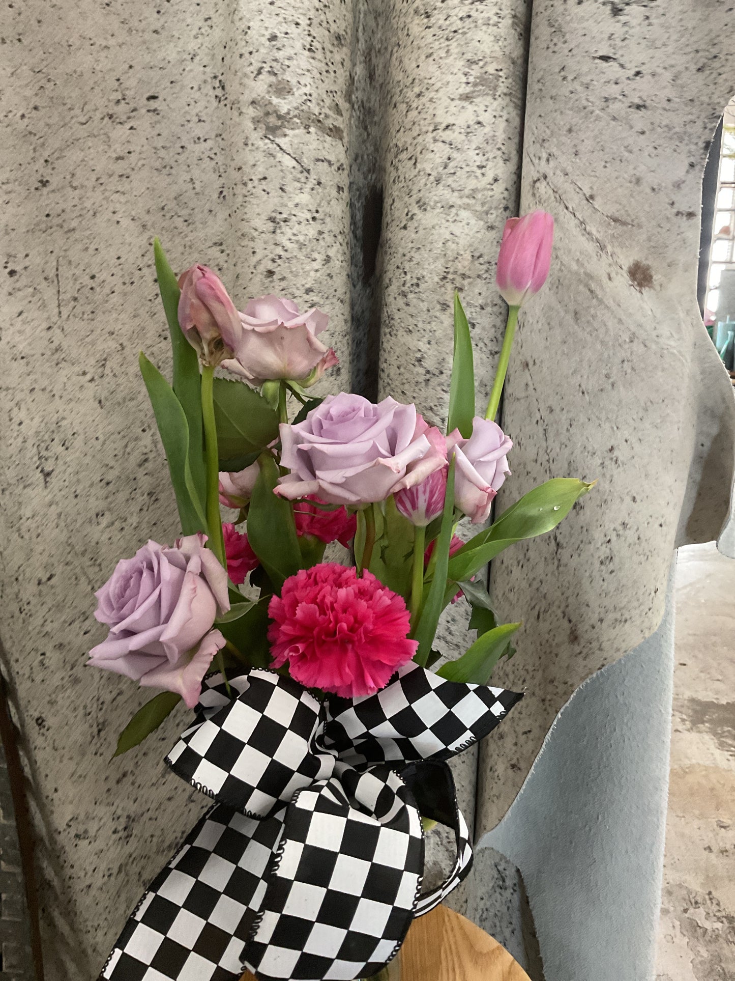 Purple checkered flowers