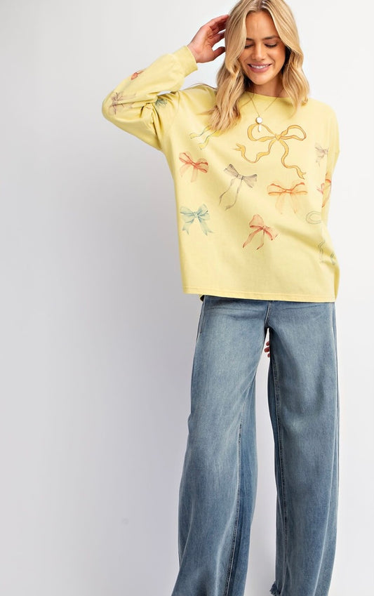 Butter yellow bow top