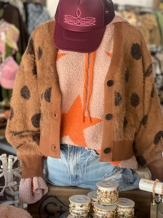 Brown polka dot cardigan