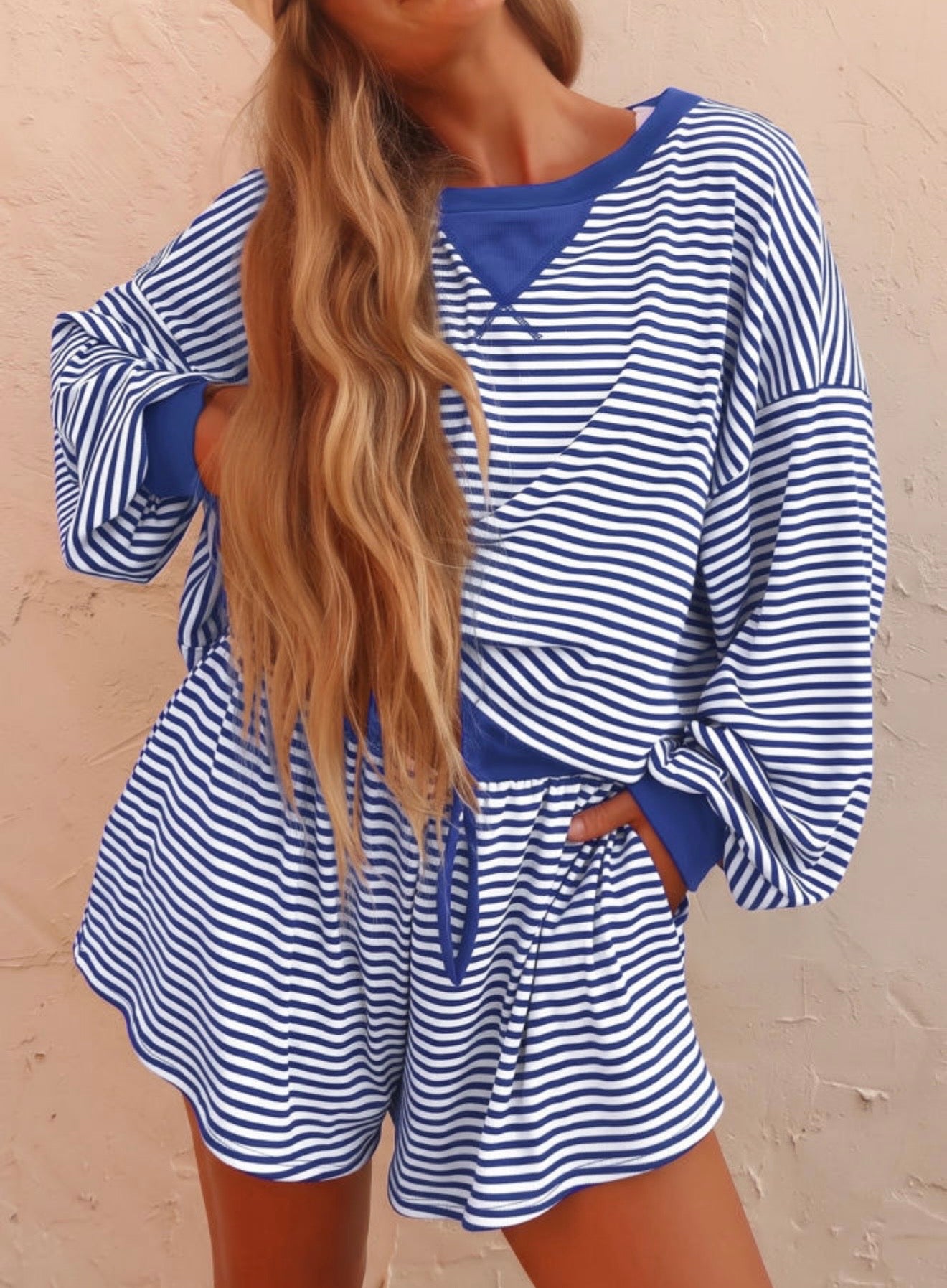 Blue stripe oversized set