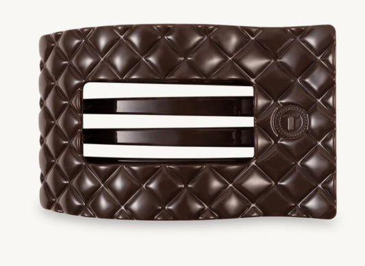 Truly Taupe Quilted Large Flat Rectangle Hair Clip