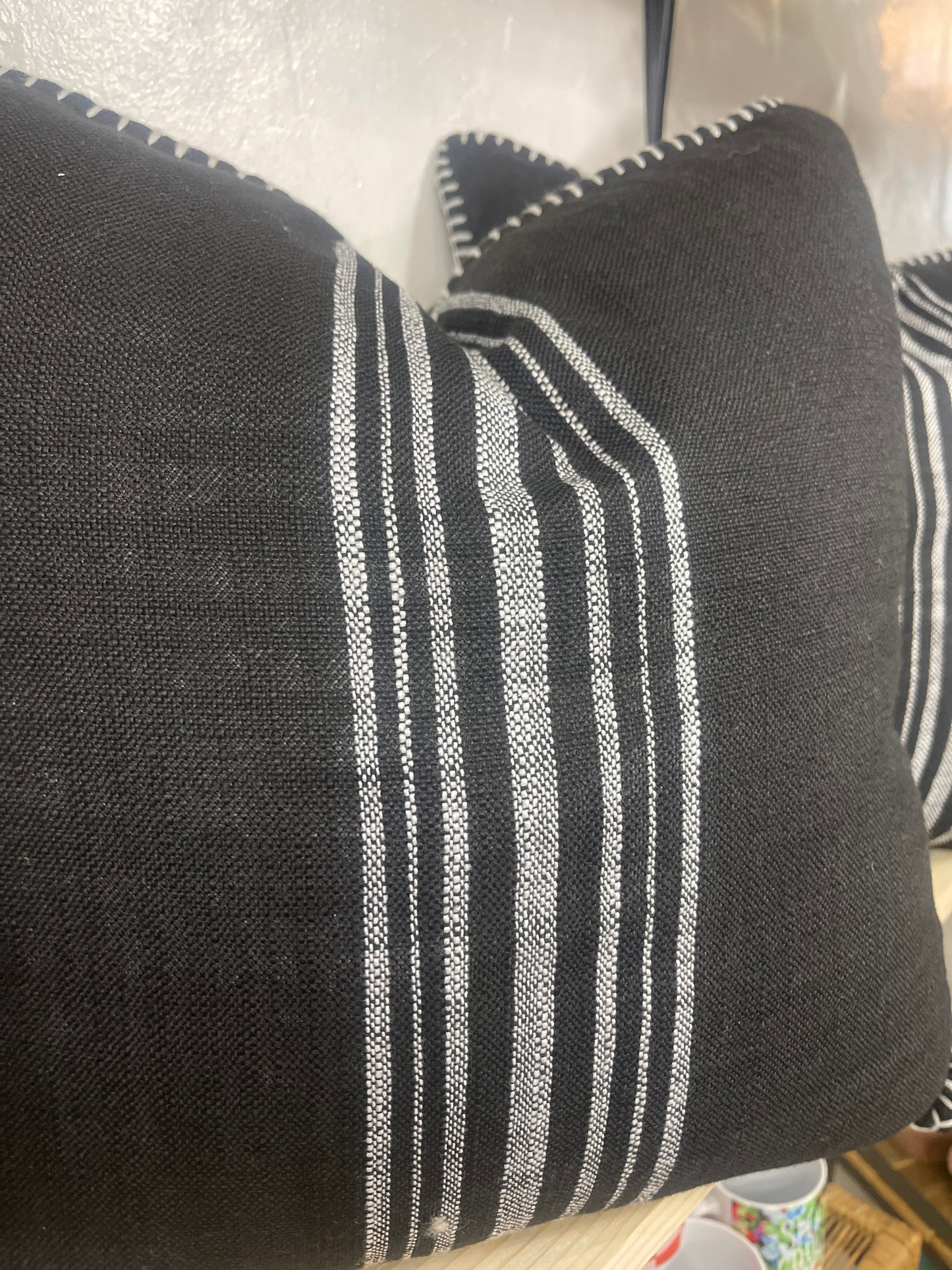 Black linen pillows