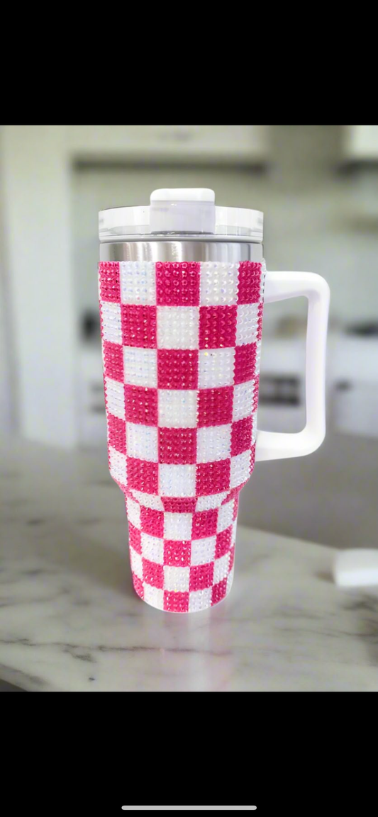 Checkered  bling cup