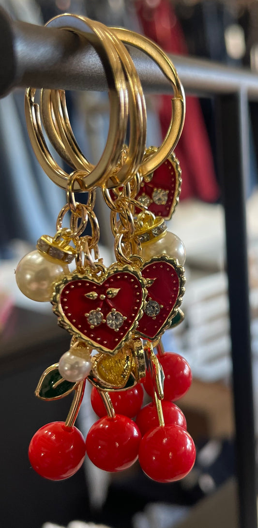 Cherry charm keychain