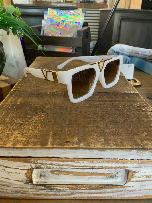 White and gold sunglasses