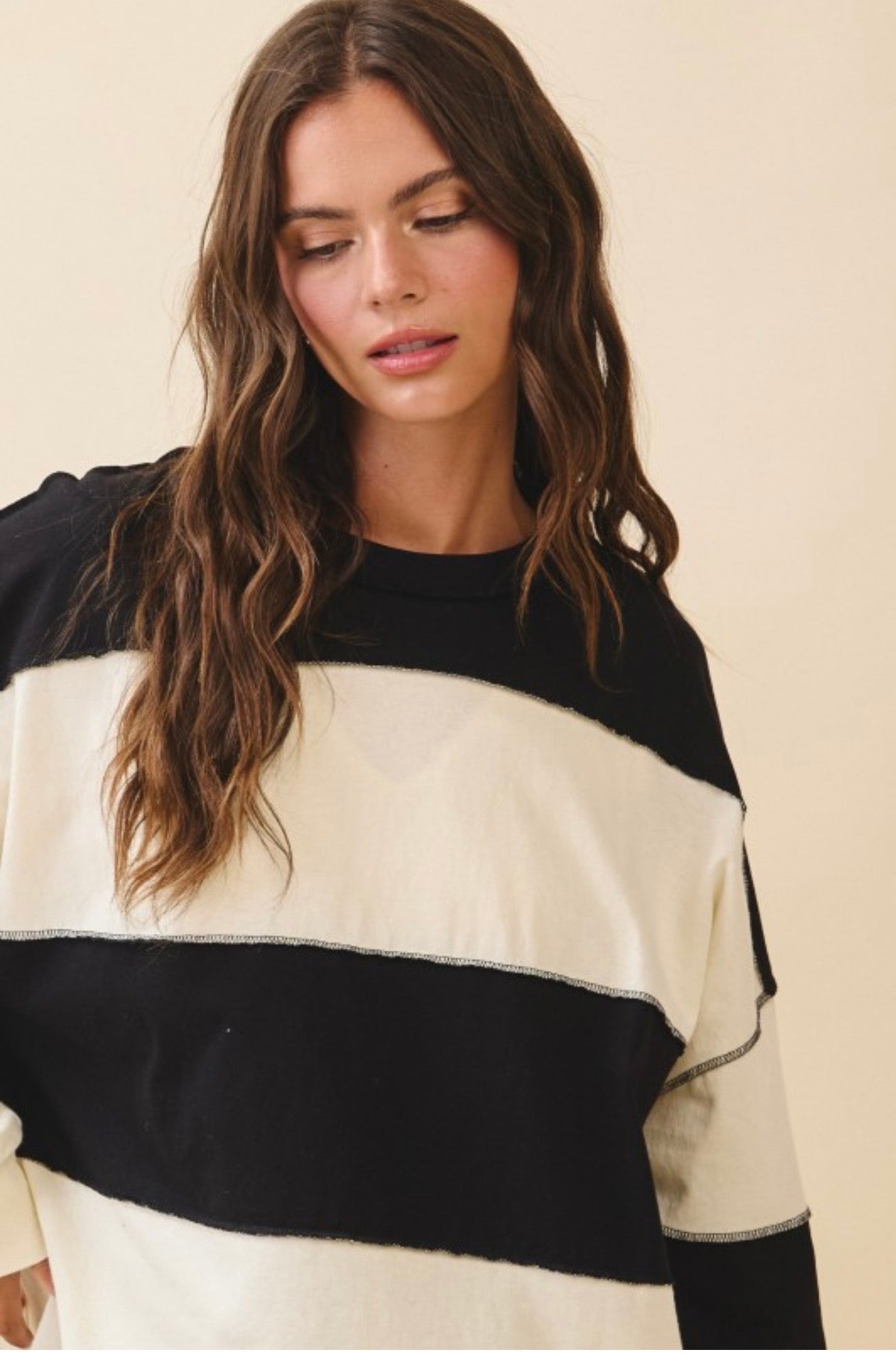 Black butter stripe top