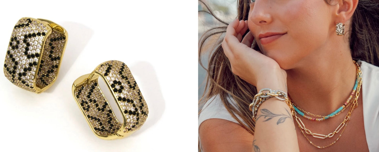 Leopard sparkle earrings