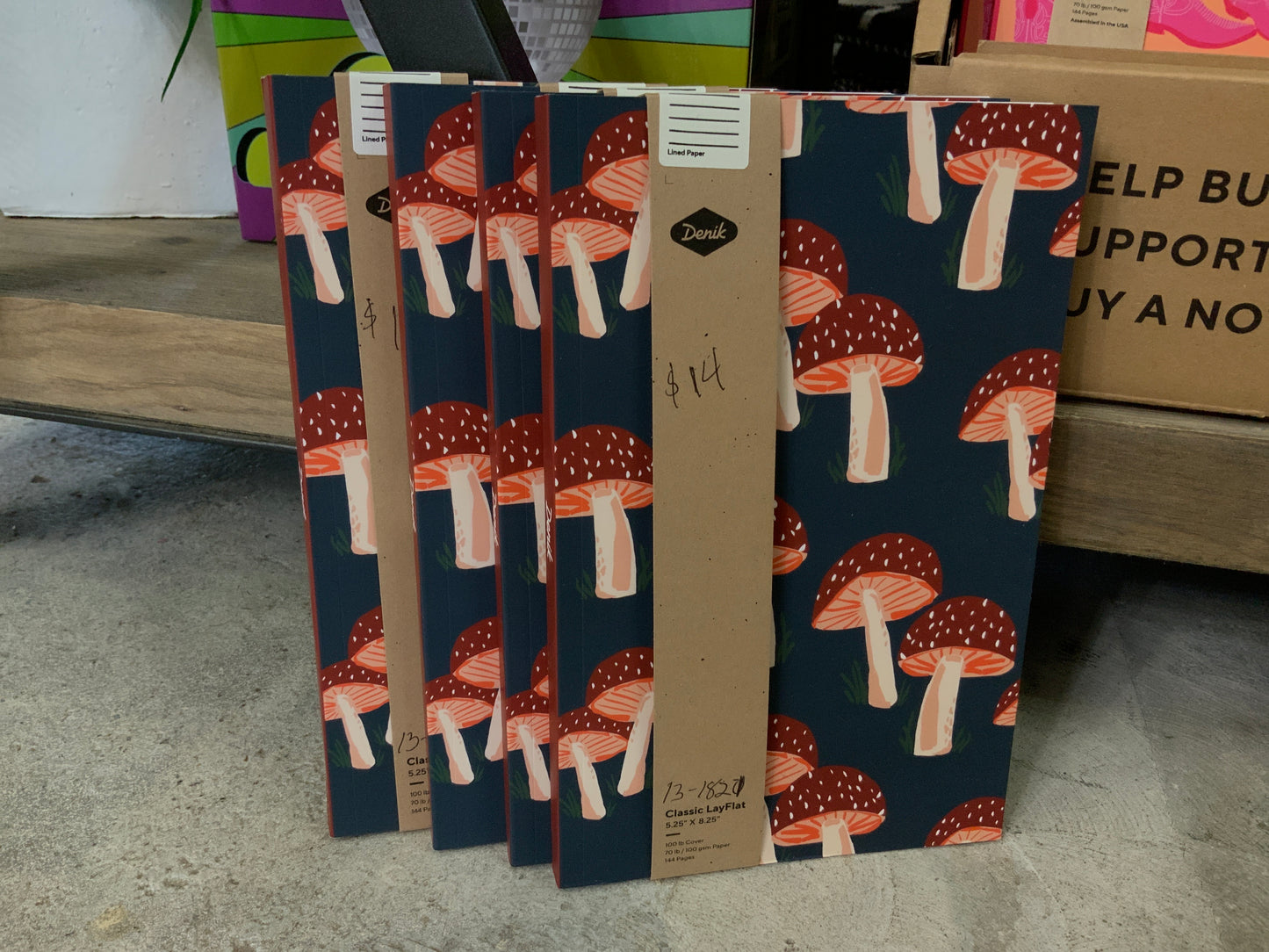 Navy Blue and Red Mushroom Notebook