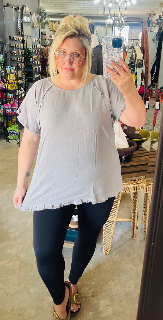 Grey Raw Top