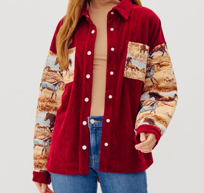 A Wild Patch Animal Print Corduroy Jacket