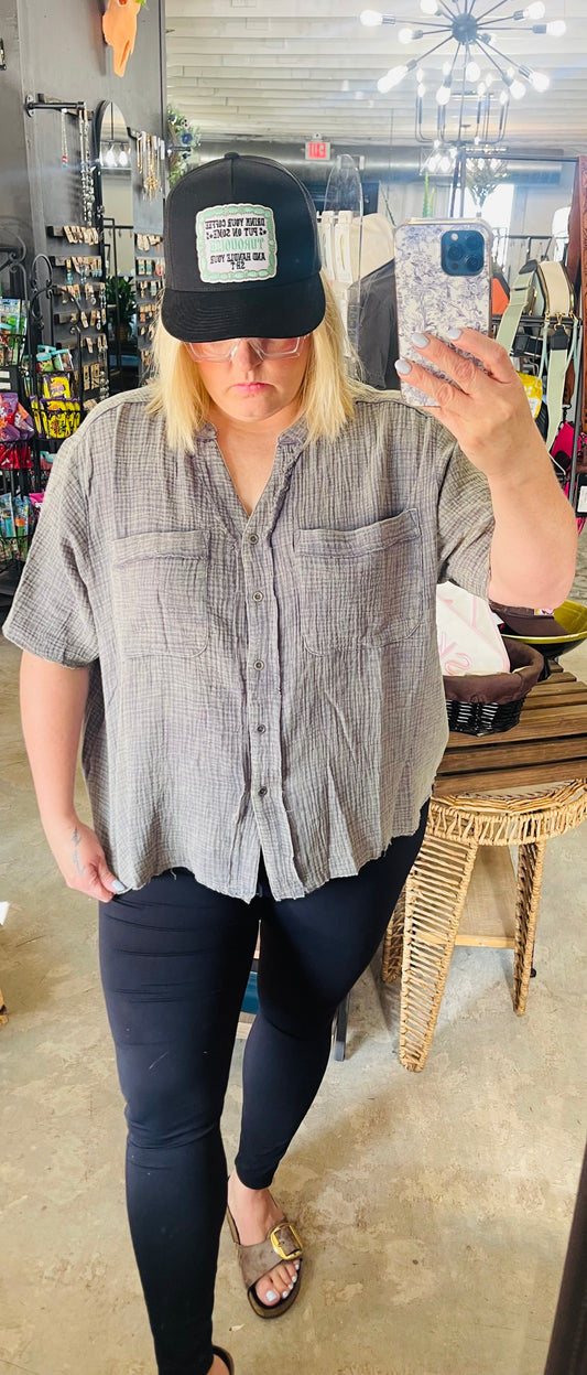 Grey Acid Wash Top