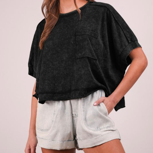 Washed oversized crop