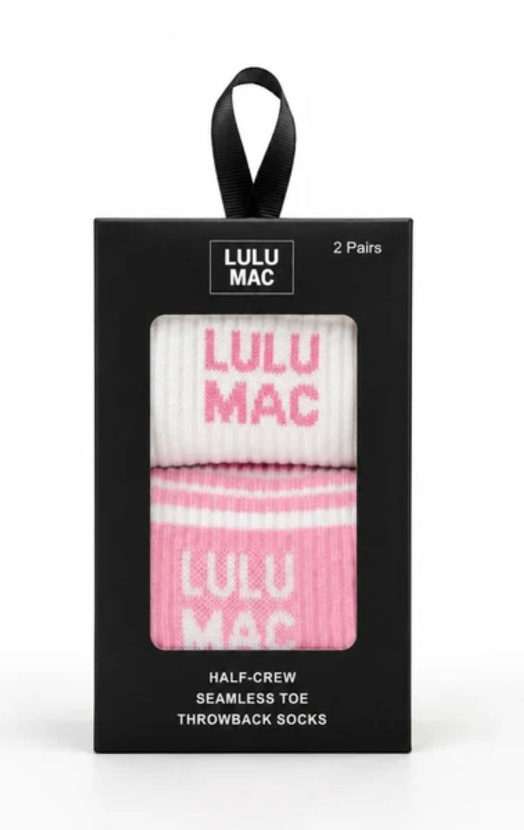 Pink and white socks
