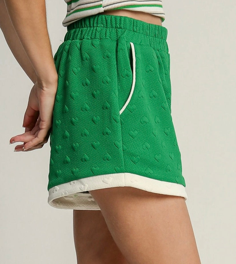 Green Heart Knit Shorts