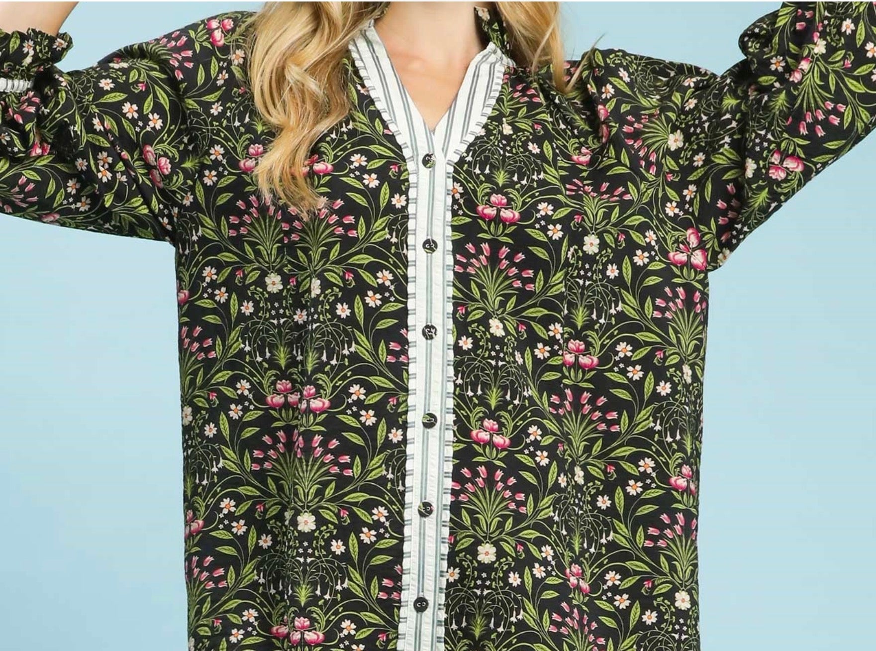 Black Botanical blouse