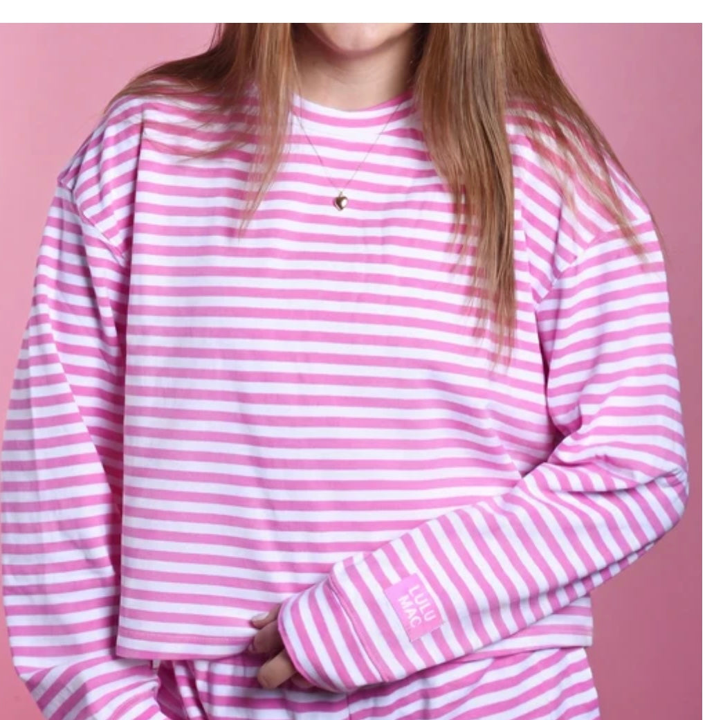 Neon pink stripe long sleeve