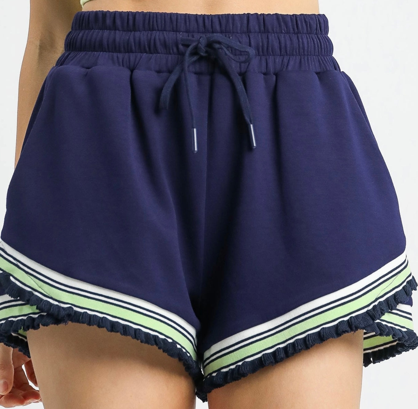 Navy Ruffle Shorts