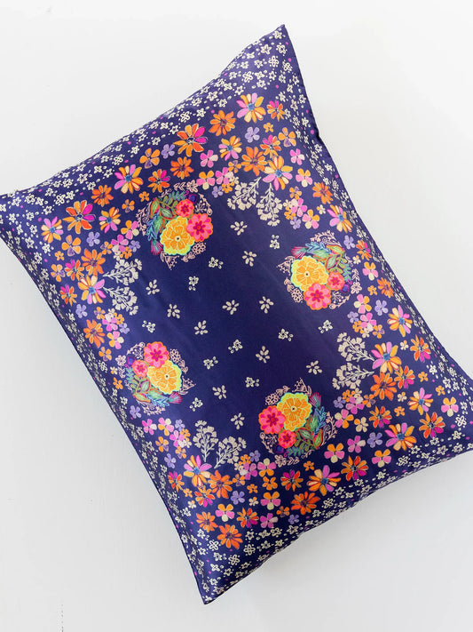 Navy satin pillow case